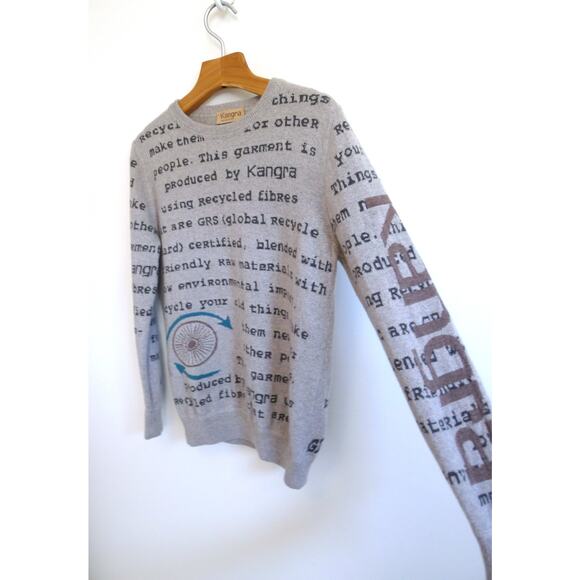 KANGRA Italy Recycled Cashmere Print Crewneck Sweater Farfetch YOOX 42 XS $518 - Picture 1 of 12